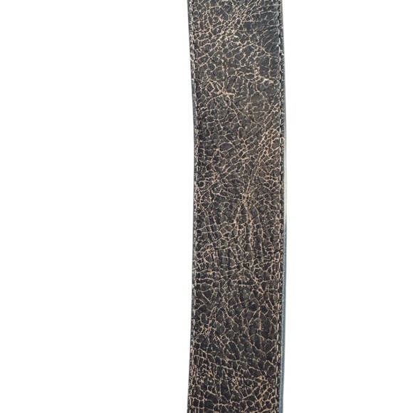 Leatherock Black Crackle Leather Belt Embellished Oval Buckle main image 6